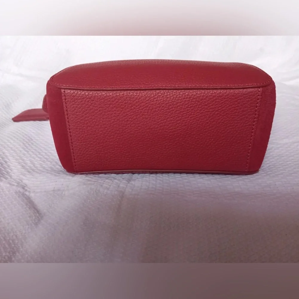 DKNY Carnelian Red Leather Suede Satchel Crossbody Bag‎ KZD13S83 New